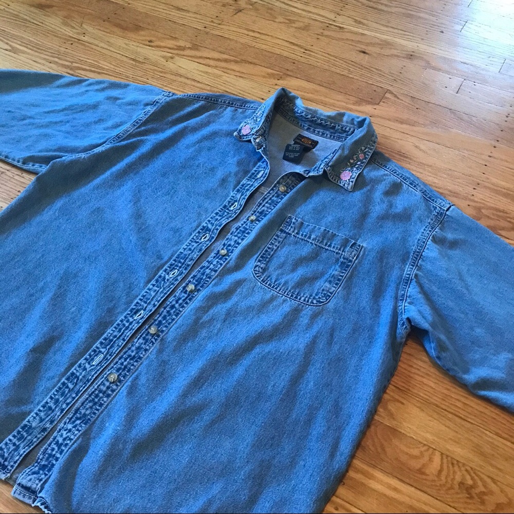 Route 66 denim shirt w/ embroidery